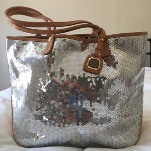 Henri Bendel silver sequin tote